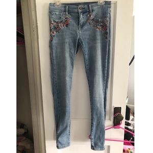 Embroidered floral jeans